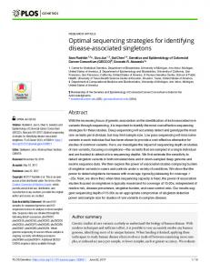 Optimal sequencing strategies for identifying disease ... - PLOS