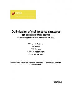 Optimisation of maintenance strategies for offshore wind farms - ECN