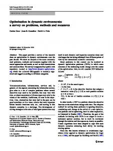 Optimization in dynamic environments - De Montfort University