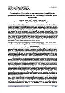 Optimization of Corynebacterium glutamicum immobilization process ...