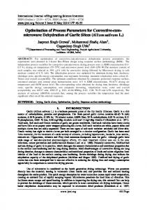 Optimization of Process Parameters for Convective-cum