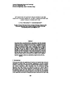 optimization of surface roughness of aisi 304 austenitic stainless steel ...