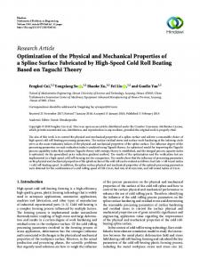 Optimization of the Physical and Mechanical Properties of a Spline ...