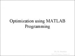 Optimization using MATLAB Programming