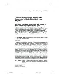 Optimizing Phytoremediation of Heavy Metal-Contaminated Soil by ...