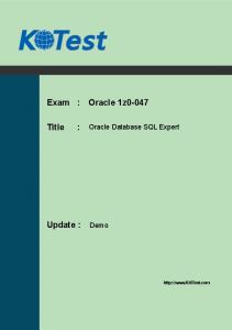 Oracle 1z0-047 - Killtest.org