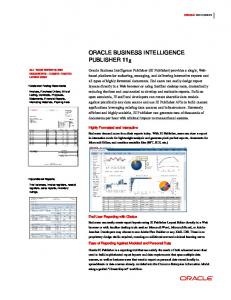 ORACLE BUSINESS INTELLIGENCE PUBLISHER 11g