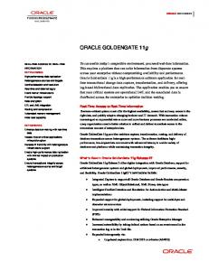 Oracle GoldenGate 11g Data Sheet