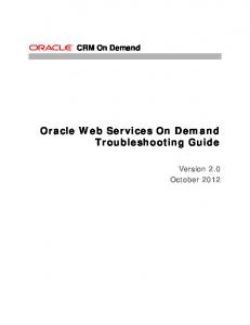 Oracle Web Services On Demand Troubleshooting Guide