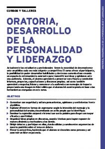 ORATORIA, DESARROLLO DE LA PERSONALIDAD Y LIDERAZGO