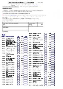 Order Form - Gideon Christian Books