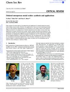 Ordered mesoporous metal oxides- synthesis and ...