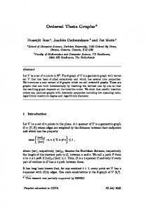 Ordered Theta Graphs - Computational Geometry Lab