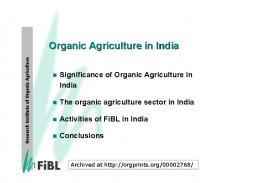 Organic Agriculture in India