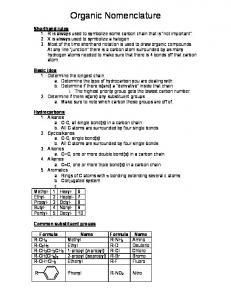 Organic Nomenclature