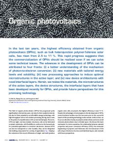 Organic photovoltaics