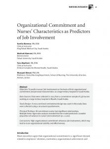 Organizational Commitment and Nurses ...