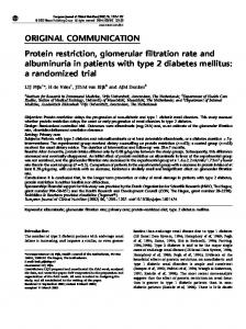 ORIGINAL COMMUNICATION Protein restriction, glomerular filtration ...