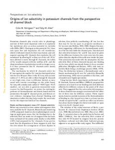 Origins of ion selectivity in potassium channels from ... - BioMedSearch