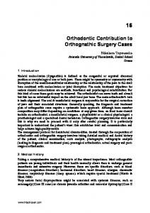 Orthodontic Contribution to Orthognathic Surgery Cases - InTech