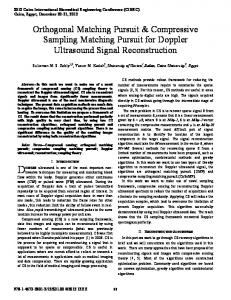 Orthogonal Matching Pursuit & Compressive Sampling ... - CiteSeerX