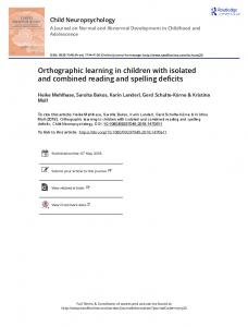 Orthographic learning in children with isolated and