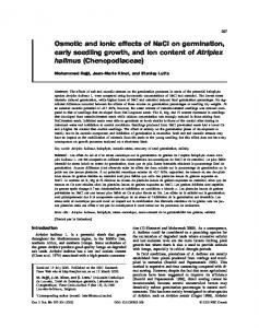 Osmotic and ionic effects of NaCl on germination, early seedling ...