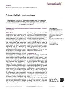 Osteoarthritis in southeast Asia