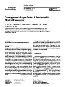 Osteogenesis Imperfecta - Karger Publishers