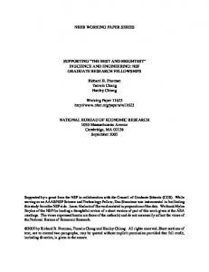 Outline of Policy Paper for NSF - NBER