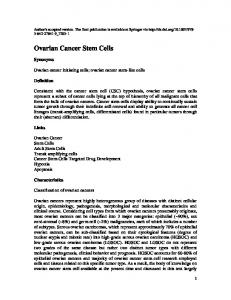 Ovarian Cancer Stem Cells