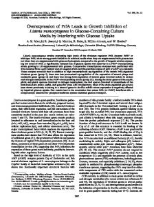 Overexpression of PrfA Leads to Growth Inhibition of Listeria ...