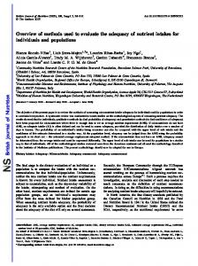 Overview of methods used to evaluate the