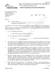 Owner or lessee's undertaking letter