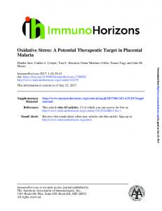 Oxidative Stress: A Potential Therapeutic Target in