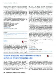 Oxidative stress and inflammatory biomarkers in normal and