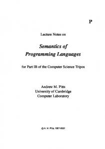 P Semantics of Programming Languages