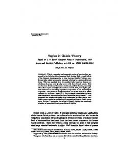 P. Serre's Topics in Galois Theory - UCI Math