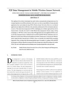 P2P Data Management in Mobile Wireless Sensor Network - Mehran ...