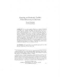 Page 1 Creating an Electronic Toolkit: From Discovery to Delivery ...