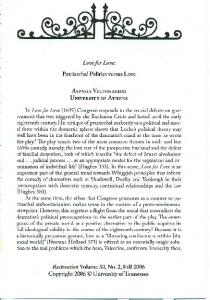 Page 1 Love for Love: Patriarchal Politics versus Love ...