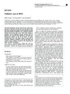 Palliative care in BMT - Nature