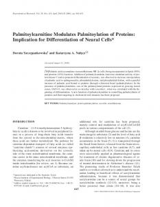 Palmitoylcarnitine Modulates Palmitoylation of Proteins ... - Springer Link