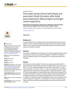 Pancreatic stump closure techniques and pancreatic fistula ... - PLOS