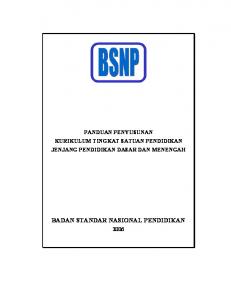 Panduan Penyusunan KTSP