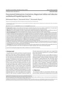 Paracetamol, Ondansetron, Granisetron, Magnesium ... - BioMedSearch