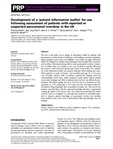 Paracetamol overdose - BPS - Wiley