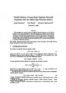 Parallel Solution of Large-Scale Algebraic Bernoulli