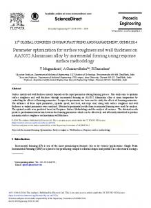 Parameter Optimization for Surface Roughness and ... - Science Direct