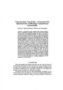 Parameterized Complexity: A Framework for ... - Semantic Scholar